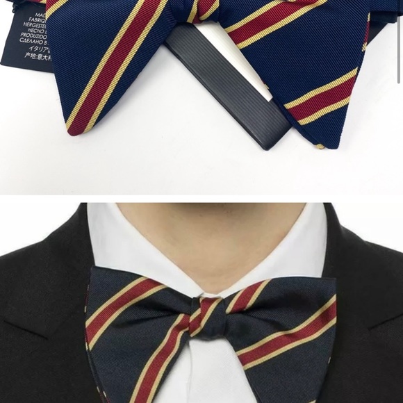 GUCCI, striped BOWTIE, Navy/Red - Picture 4 of 6